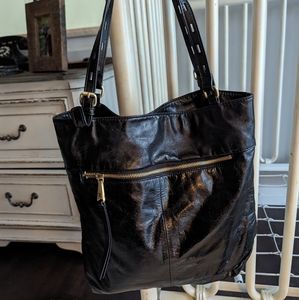 Hobo black leather tote bag purse